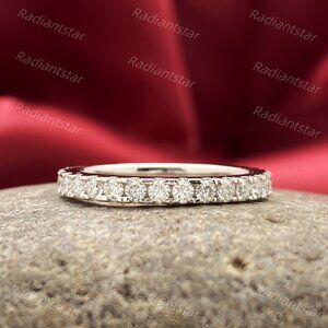NEW 2mm Moissanite 3/4 Eternity Pave Band Ring